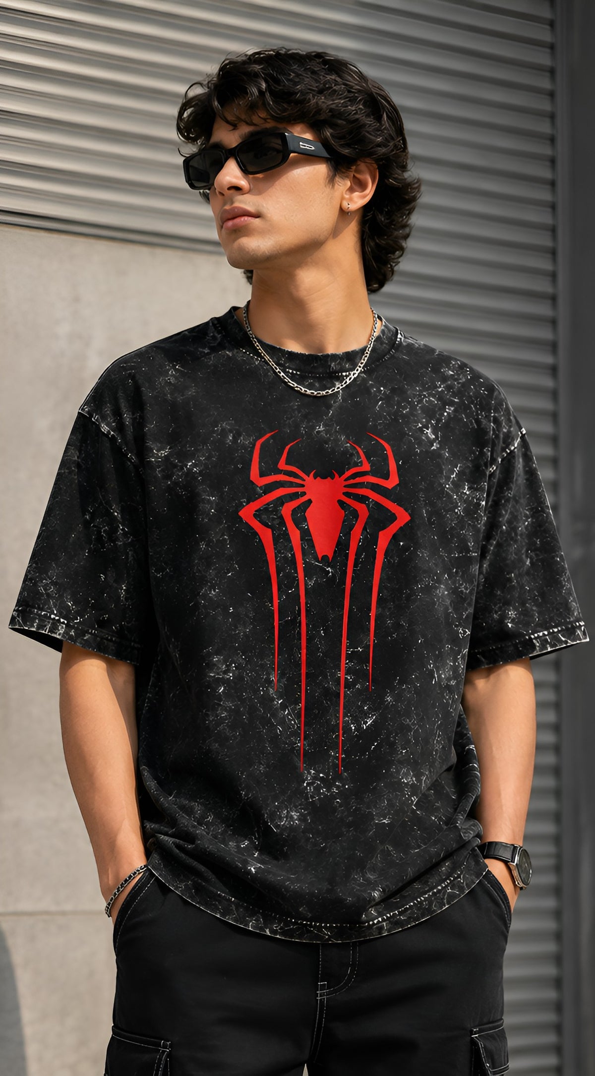 Red Spider Acid Washed Oversized Tee